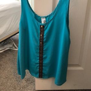 Teal tribal stripe tank